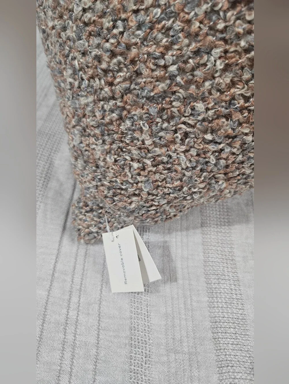 Textured Boucle Lumbar Decorative Throw Pillow Brown - Casaluna™